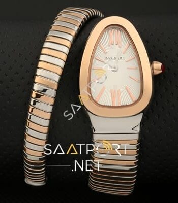 Bvlgari Serpenti Yılan modeli çift renk tek sarmalı beyaz kadran