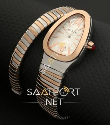 Bvlgari Serpenti Yılan modeli çift renk tek sarmalı beyaz kadran modeli