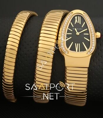 Bvlgari Serpenti taşlı Yılan modeli gold kasa replika saat