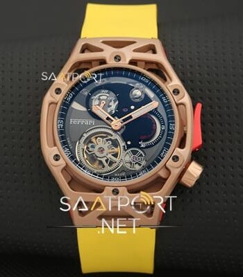 Hublot Türbülonlu saat Ferrari modeli Silikon Kordon replika saat