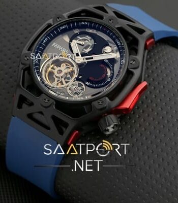 Hublot Türbülonlu saat pvd kaplama Ferrari modeli Silikon Kordon replika saat