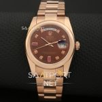 Rolex DAY-DATE 36mm Rose Gold Chocolate Ruby Diamond