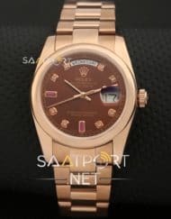 Rolex DAY-DATE 36mm Rose Gold Chocolate Ruby Diamond