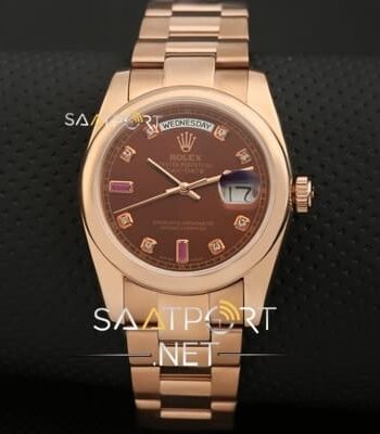 Rolex DAY-DATE 36mm Rose Gold Chocolate Ruby Diamond