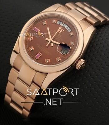 Rolex DAY-DATE 36mm Rose Gold Chocolate Ruby Diamond