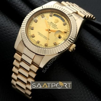 Rolex Day Date Gold Kadran Gold Kasa Taşlı Bezel REPLİKA SAAT