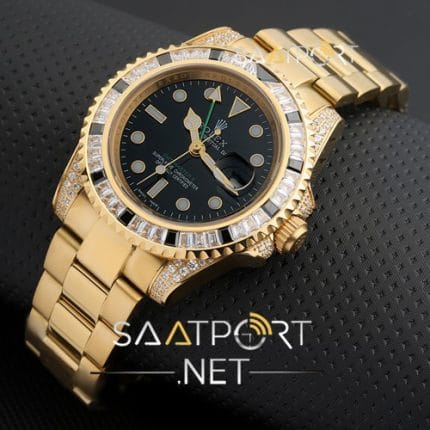 Rolex Gmt Master II Gold Case Baget Diamond replica models