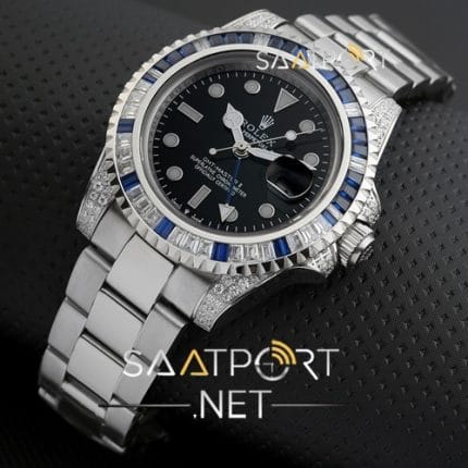 Rolex Submariner Blue and White Baget Taşlı Özel Seri replika saat