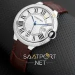 Cartier Ballon Blue De Kahverengi deri kordon replika saat