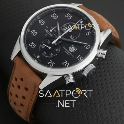 TAG Heuer Calibre Spacex Gümüş Kasa Siyah Kadran replika saat