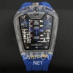 Hublot La ferrari Şeffaf Kasa Otomatik Mavi Silikon Kordon