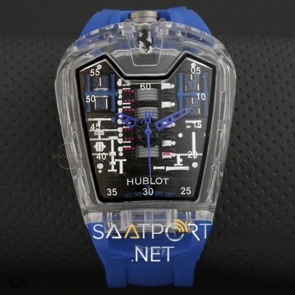 Hublot La ferrari Şeffaf Kasa Otomatik Mavi Silikon Kordon