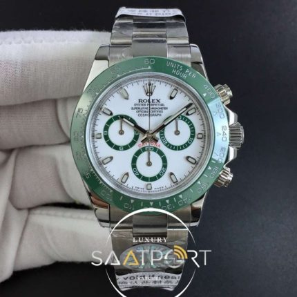 Daytona 116500 LV Green Ceramic Best Edition White dial 4130 Eta Mekanizma