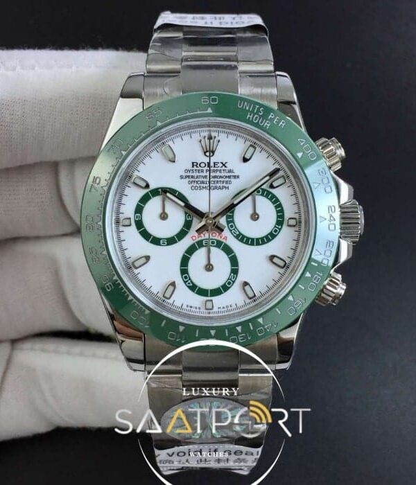 Daytona 116500 LV Green Ceramic Best Edition White dial 4130 Eta Mekanizma