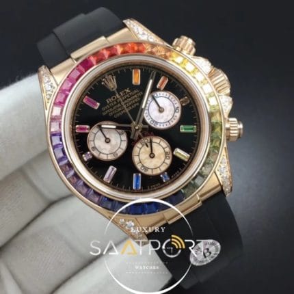 Daytona 116595RBOW RG Rainbow Crystal BLF 11 Best Edition Black Dial on Rubber Strap A4130 (7)