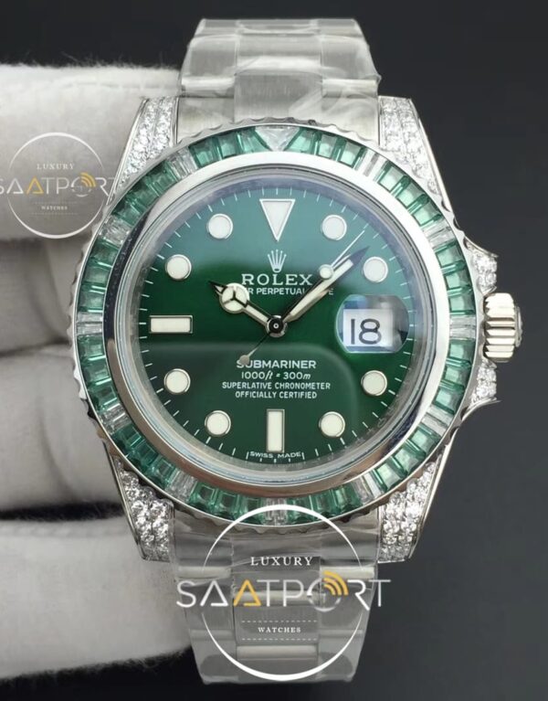 Rolex Submariner 116610 LV Green Diamonds Bezel Noob 1-1 904L (1)