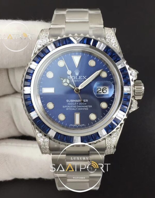Rolex Submariner Blue Diamonds Bezel SS GSF 11 Best Edition Blue Dial on Super Clon (1)