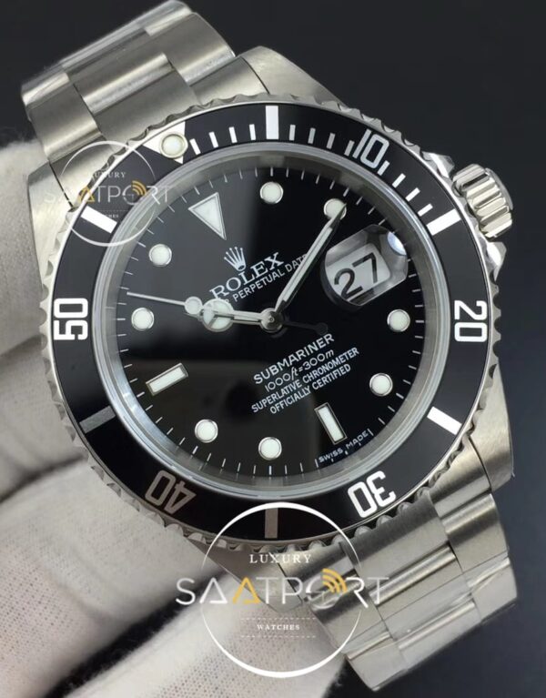 Submariner 16610 LN Black No Rehaut Engraving JF 11 Best Edition on SS Bracelet SH 3135 (2)