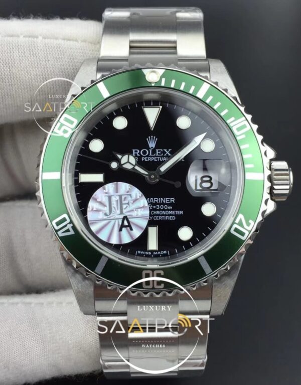 Submariner 16610 LV Green No Rehaut Engraving JF 11 Best Edition on SS Bracelet SH3135 (1)