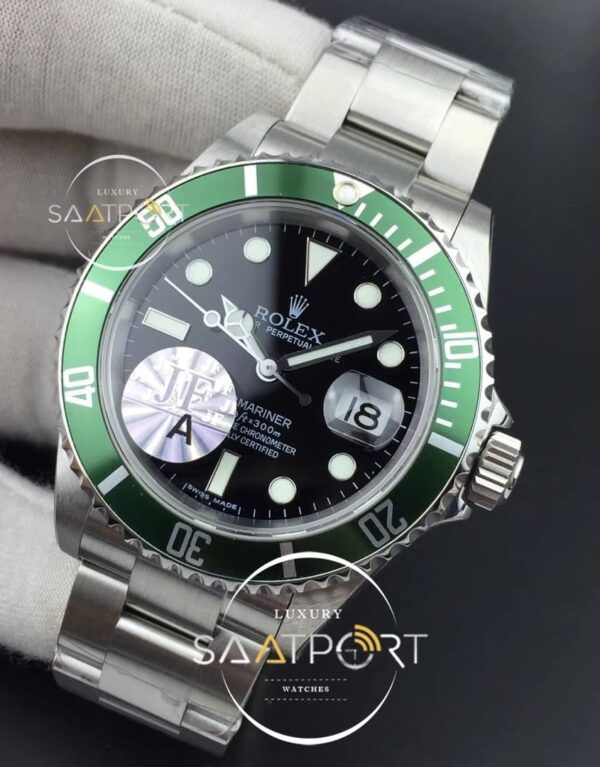 Submariner 16610 LV Green No Rehaut Engraving JF 11 Best Edition on SS Bracelet SH3135 (3)