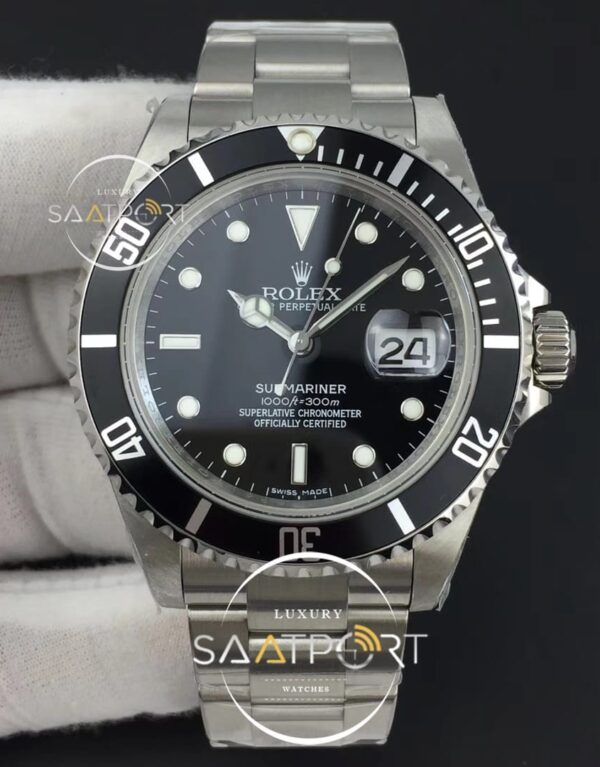 Rolex Submariner 16610 LN Black Rehaut Engraving JF Best Edition SS Bracelet SH 3135