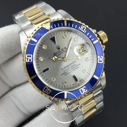 replika rolex Submariner 16613 LN BP Maker SSYG Diamond Silver Serti Dial on SSYG Bracelet A2836 (2)