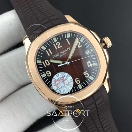 Aquanaut 5167 RG PF 11 Best Edition Brown Textured Dial on Brown Rubber Strap A324 Clone (2)