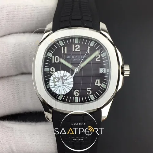 Aquanaut 5167 SS PF 11 Best Edition Gray Textured Dial on Black Rubber Strap A324 Clone (1)