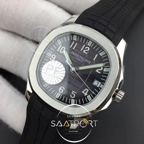 Aquanaut 5167 SS PF 11 Best Edition Gray Textured Dial on Black Rubber Strap A324 Clone (3)