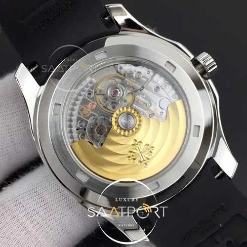 Aquanaut 5167 SS PF 11 Best Edition Gray Textured Dial on Black Rubber Strap A324 Clone (7)