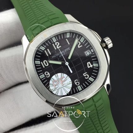 Aquanaut 5167 SS PF 11 Best Edition Gray Textured Dial on Green Rubber Strap A324 Clone (2)