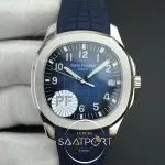 Aquanaut 5168 SS PF 11 Best Edition Blue Textured Dial on Blue Rubber Strap A324 Clone V2 (1)