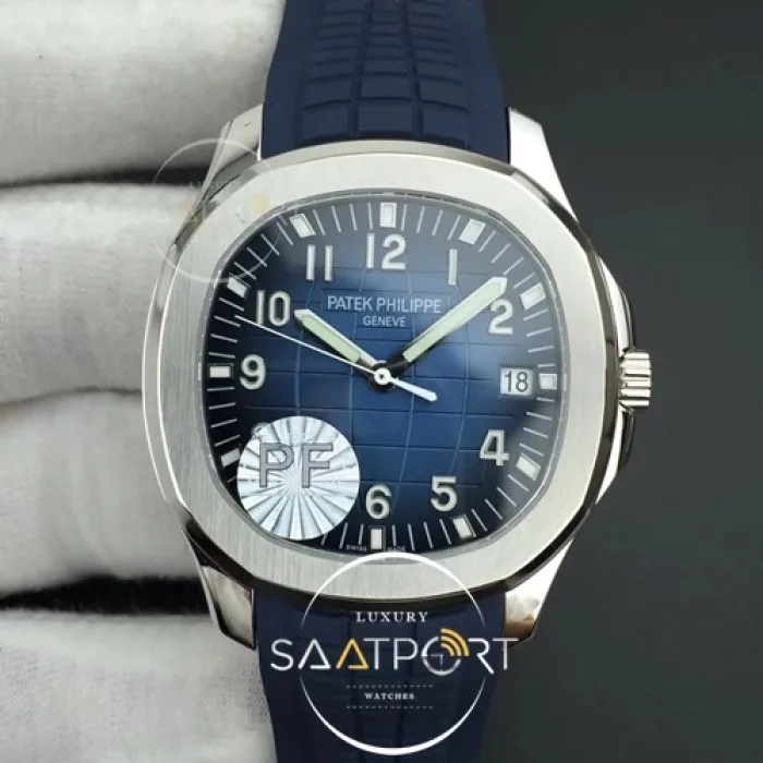 Aquanaut 5168 SS PF 11 Best Edition Blue Textured Dial on Blue Rubber Strap A324 Clone V2 (1)