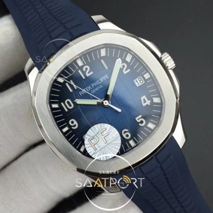 Aquanaut 5168 SS PF 11 Best Edition Blue Textured Dial on Blue Rubber Strap A324 Clone V2 (2)