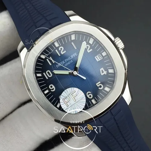 Aquanaut 5168 SS PF 11 Best Edition Blue Textured Dial on Blue Rubber Strap A324 Clone V2 (2)
