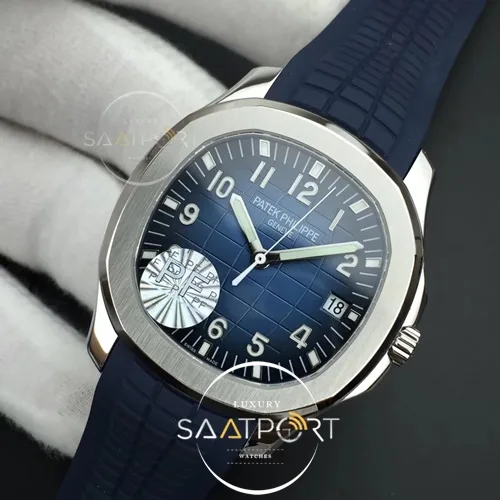 Aquanaut 5168 SS PF 11 Best Edition Blue Textured Dial on Blue Rubber Strap A324 Clone V2 (3)