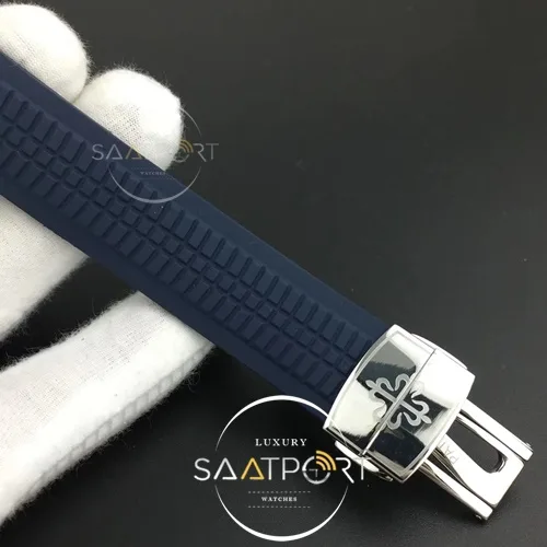Aquanaut 5168 SS PF 11 Best Edition Blue Textured Dial on Blue Rubber Strap A324 Clone V2 (8)