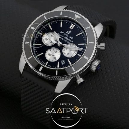 Breitling Superocean Silikon Kordon 44mm Siyah kadran replika saatler