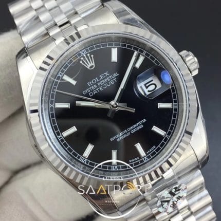 DateJust 36 SS 116234 ARF 11 904L Steel Black Dial Stick Markers on Jubilee Bracelet SH3135 v