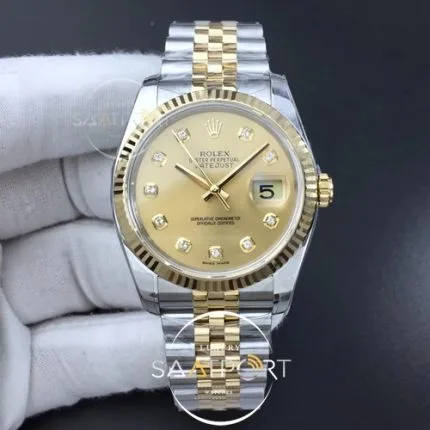 DateJust 36 SSYG 116233 ARF 11 904L Steel YG Dial Diamonds Markers on Jubilee Bracelet SH 3135 (1)