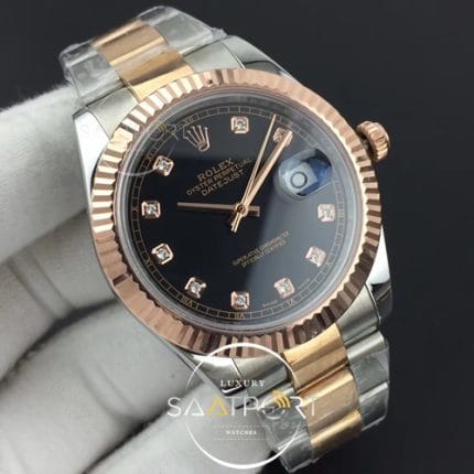 DateJust II 41mm GMF 11 Best Edition RG Wrapped Black Diamond Dial on SSYG Oyster Bracelet A32