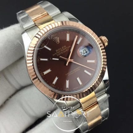 DateJust II 41mm GMF 11 Best Edition RG Wrapped Brown Sticks Dial on SSYG Oyster Bracelet A3235 (2)