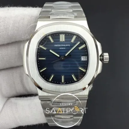 Nautilus Jumbo 5711 PF 11 Best Edition Blue Textured Dial on SS Bracelet A324 Clone V3 (1)