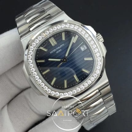 Nautilus Jumbo 5711 SS PF 11 Best Edition Blue Textured Dial Diamonds Bezel on SS Bracelet A324 Cl