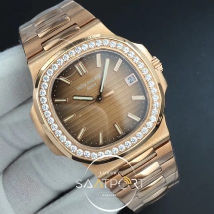 Nautilus Jumbo 5711R RG PF 11 Best Edition Brown Textured Dial Diamonds Bezel on RG Bracelet A32