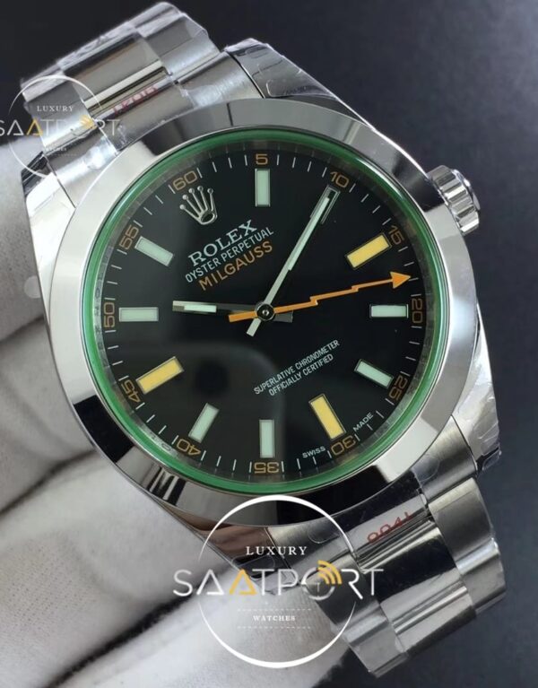 ROLEX Milgauss 116400 GV Real Green Sapphire DJF 1-1 Black Dial 2836 (2)