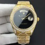Rolex Day-Date 41 JWF Diamond Bezel Black Dial on Oyster Bracelet Swiss Eta 2836 (1)