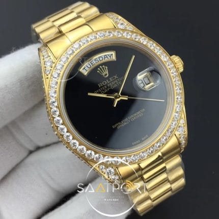 Rolex Day-Date 41 JWF Diamond Bezel Black Dial on Oyster Bracelet Swiss Eta 2836 (2)