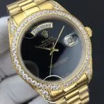 Rolex Day-Date 41 JWF Diamond Bezel Black Dial on Oyster Bracelet Swiss Eta 2836 (4)