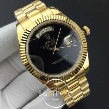 Rolex Day-Date 41 JWF YG Fluted Bezel Black Dial on YG Oyster Swiss Eta 2836 (2)